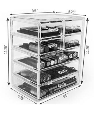 Acrylic Makeup Organizer Case - Big Clear Makeup Organizer for Vanity, Bathroom, College Dorm, Closet, Desk