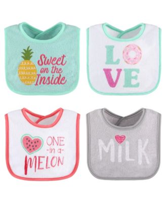 Cotton Feeding Baby Bib, 8pk Girls