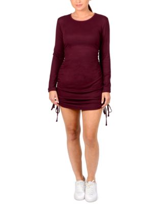 Pink Rose - Juniors' Ruched Ribbed Dress