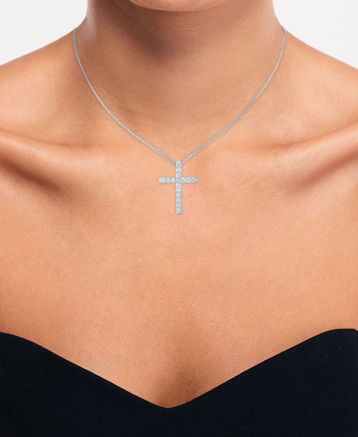 Forever Grown Diamonds LabCreated Diamond Cross 18" Pendant Necklace