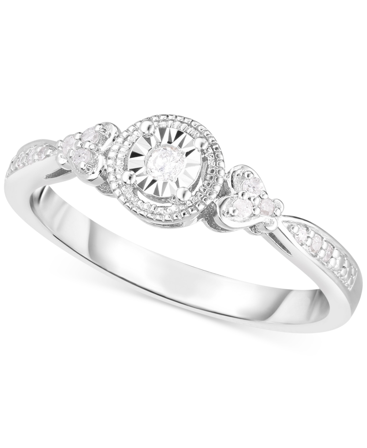 Promised Love Diamond Triple Halo Promise Ring (1/3 ct. t.w.) in Sterling  Silver - Silver