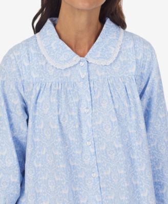Cotton Lace-Trim Flannel Nightgown