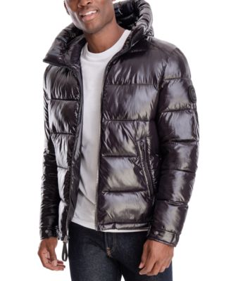 Men's Shiny Hooded Puffer Jacket, Created for Macy's