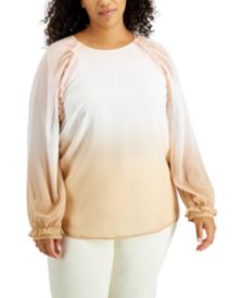 Plus Size Ombré Chiffon-Sleeve Top