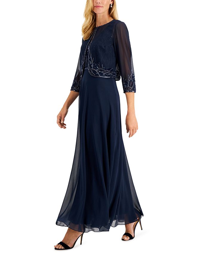 J Kara Embellished Gown & Jacket - Macy's