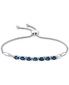 Sapphire (2-1/10 ct. t.w.) & Diamond (1/10 ct. t.w.) Bolo Bracelet in Sterling Silver