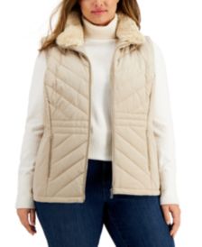 Plus Size Faux-Fur-Collar Zip Vest