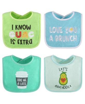 Cotton Baby Bibs for Girls or Boys, 8 Pack, Green, Blue, Yellow