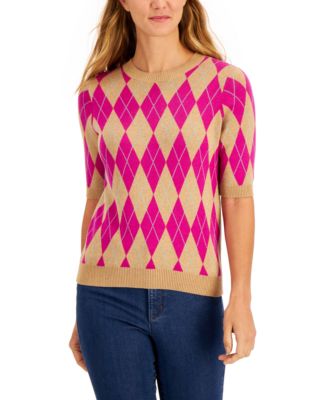 Charter Club - Short-Sleeve Argyle Sweater