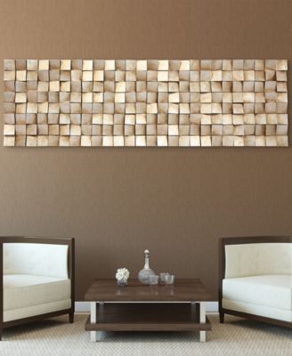 'Textured 2' Metallic Handed Painted Rugged Wooden Blocks Wall Sculpture - 72" x 22"