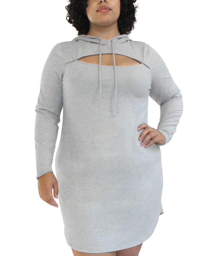 Almost Famous Trendy Plus Size Cutout Hoodie Dress - Macy's