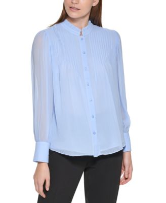 Calvin Klein - Ruffled-Neck Button-Front Top