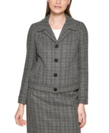 Plaid Button Front Blazer