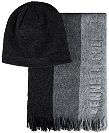 Men's Striped Scarf and Beanie