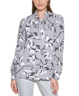 Calvin Klein - Tie Neck Floral Print Blouse