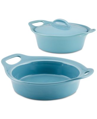 Ceramic Casserole Bakers with Shared Lid Set, 3-Piece