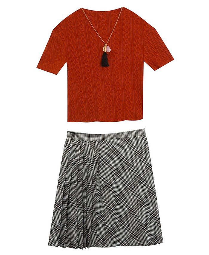 Rare Editions Big Girls Knit Top with Pleated Skirt Set Macy's