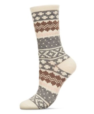 Women's Winter Fairisle Cashmere Blend Crew Socks