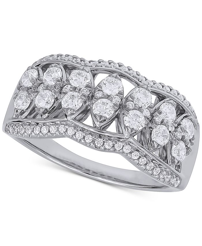 Macy's - Diamond Wavy Statement Ring (1 ct. t.w.) in 14k White Gold