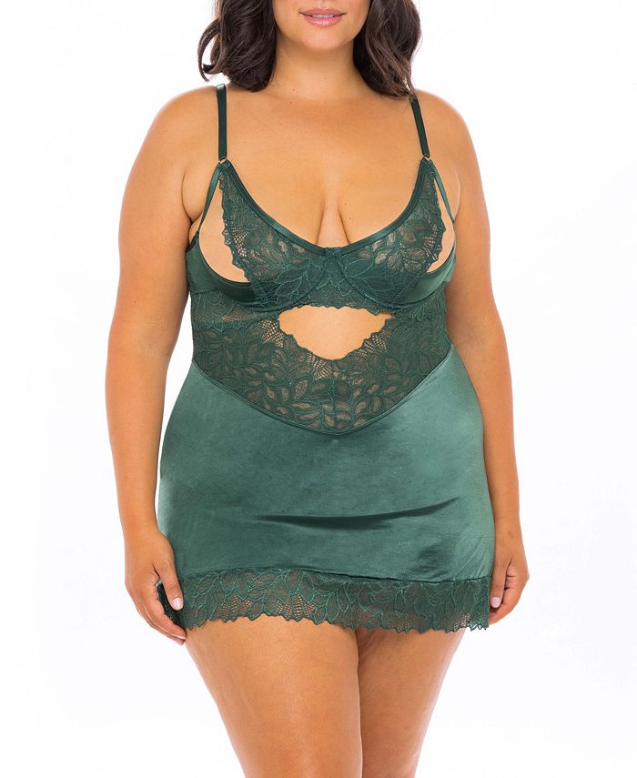 Oh La La Cheri Women's Marley Soft Cup Open Gusset Teddy With Eyelash Lace Strapping Detail