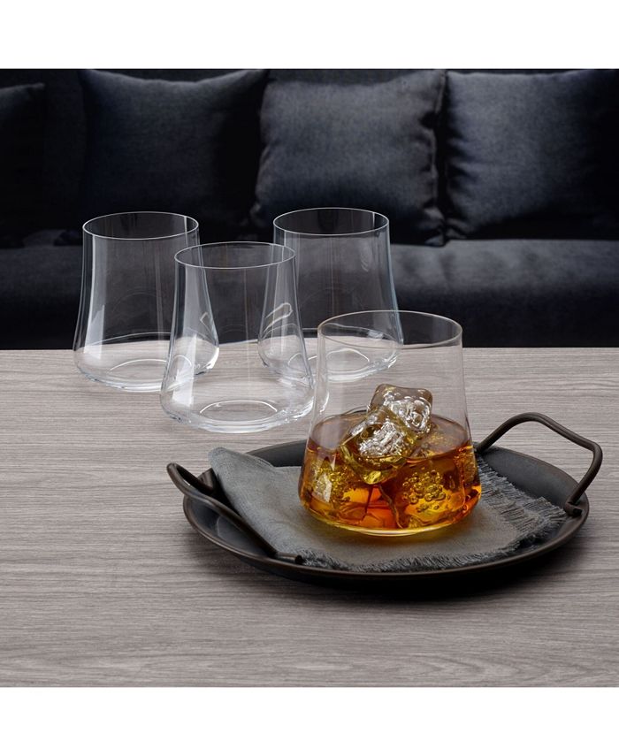 Mikasa Aline Stemless Wine Double Old Fashioned Glasses Set of 4, 14 oz