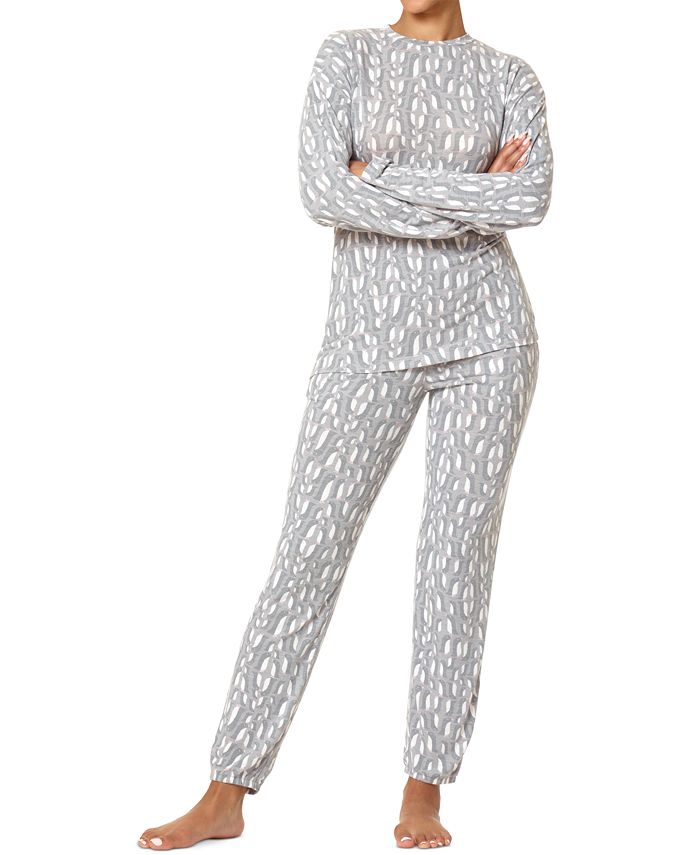 Hue Penguin Puzzle Crewneck Top Jogger Pants Pajama Set Macy s