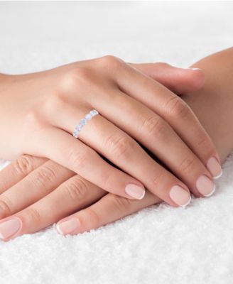 White Cubic Zirconias Eternity Band in 14k Rose Gold Plated Sterling Silver