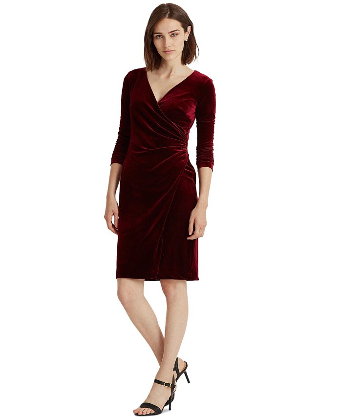 Lauren Ralph Lauren Velvet Surplice Dress - Macy's