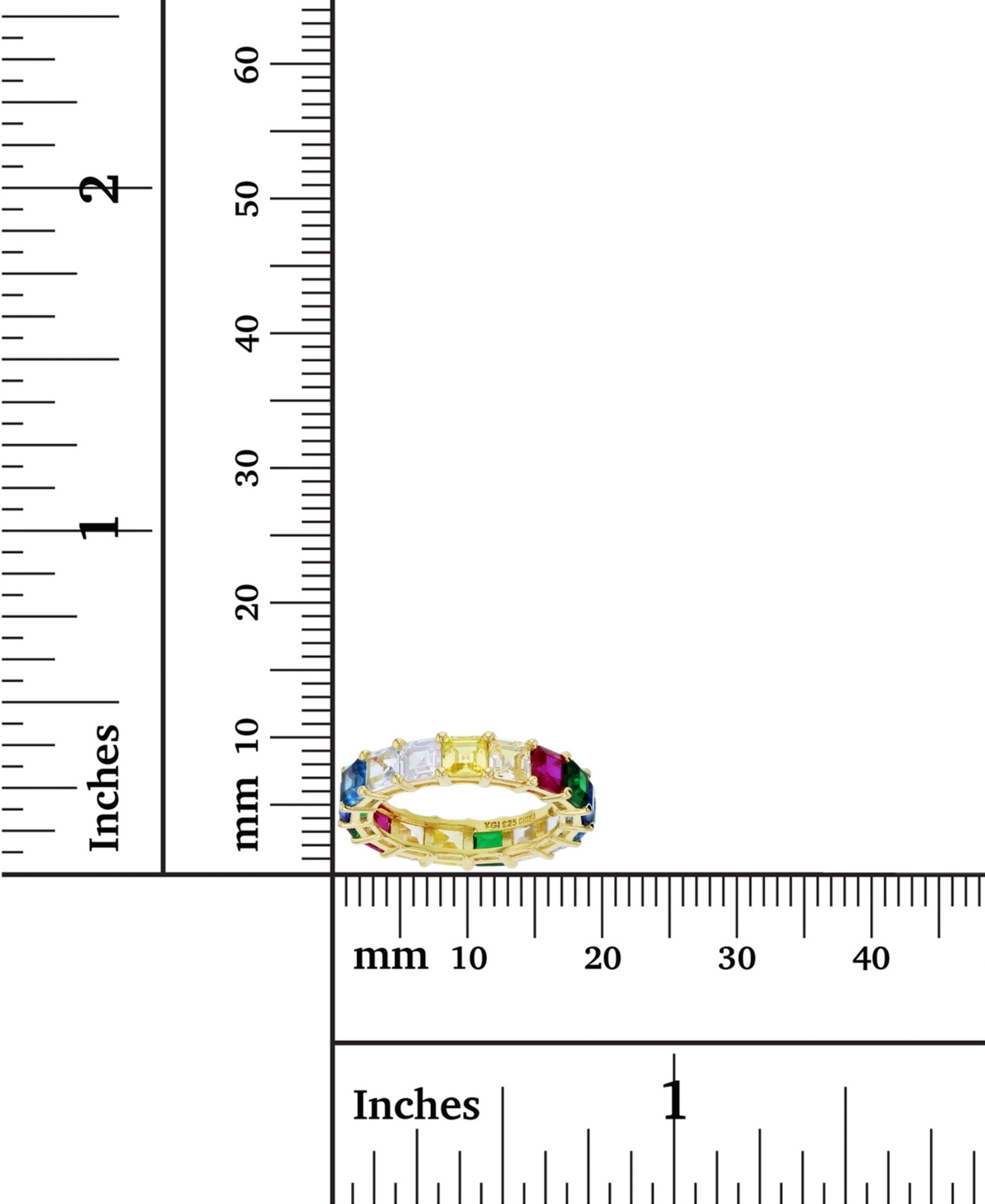 Princess Cut Cubic Zirconia Eternity Band in 14k Yellow Gold Plated Sterling Silver - Rainbow
