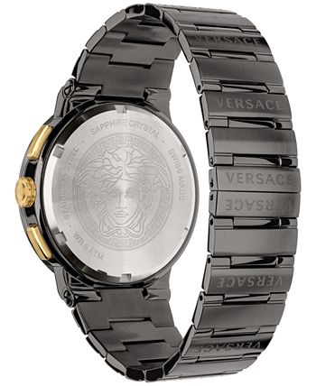 Versace - Men's Greca Swiss Chronograph Gunmetal Stainless Steel Bracelet Watch 43mm