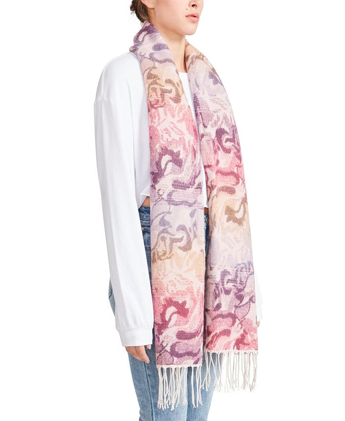 Steve Madden Women's Vibrant Rose Jacquard Blanket Scarf With Fringe