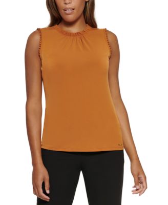 Calvin Klein - Ruffled Crewneck Sleeveless Top