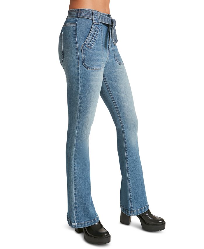 Madden Girl Juniors' Belted FlaredLeg Jeans Macy's