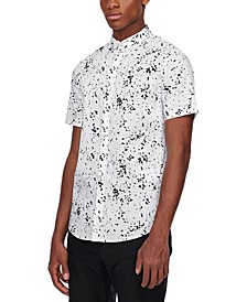 Men's White Pollock Logo Print Woven Shirt