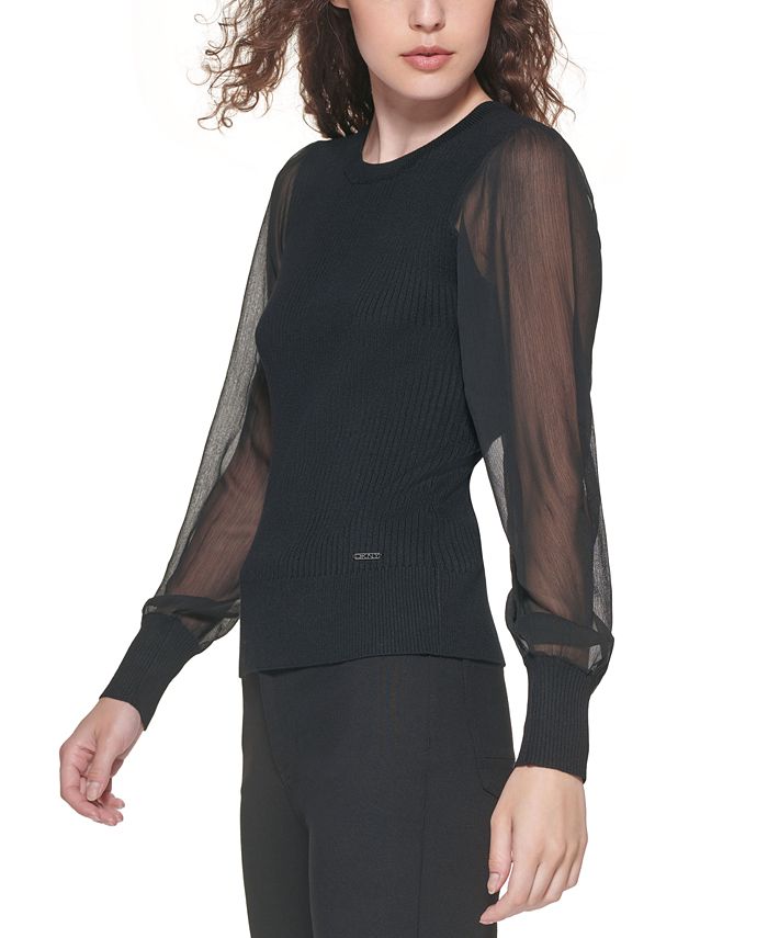 dkny mixed media sweater