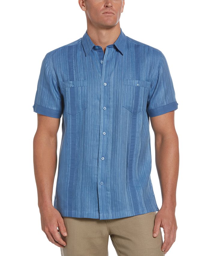Cubavera Men's Textured Stripe Dobby Guayabera Shirt - Macy's
