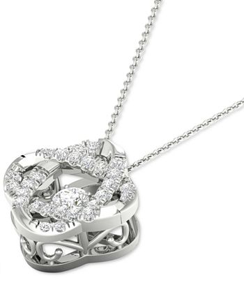 Twinkling Diamond Star - Diamond Interlocking Oval 18" Pendant Necklace (1/4 ct. t.w.) in 10k White Gold