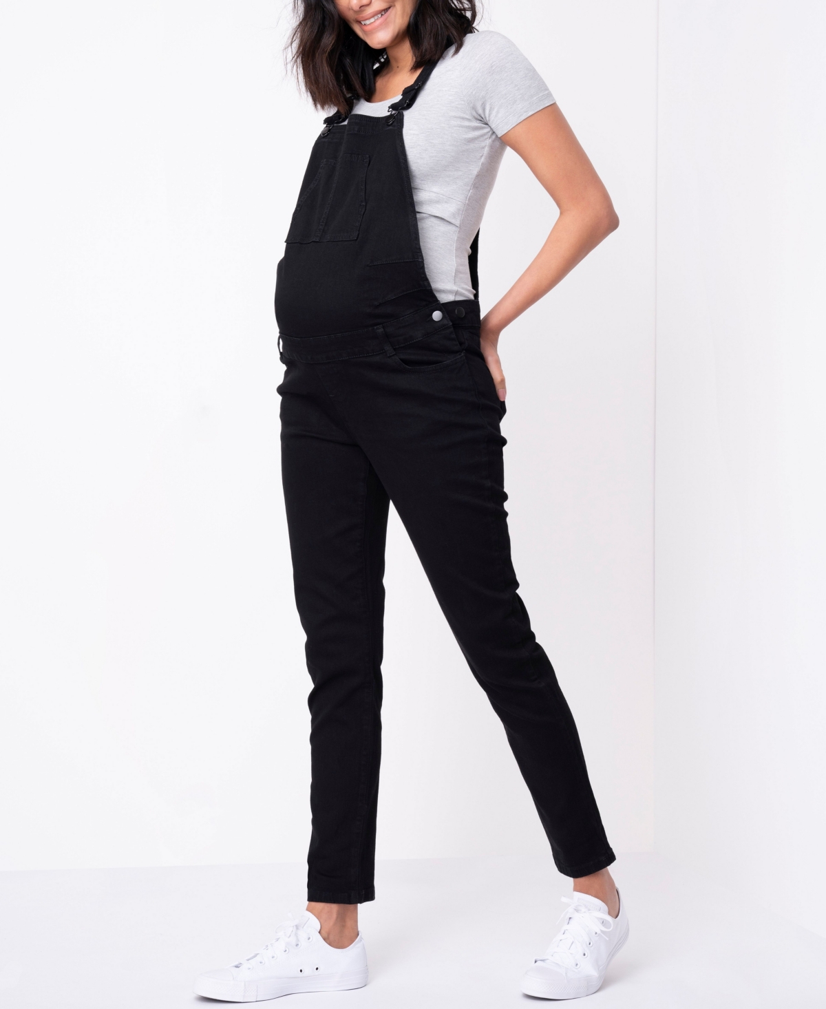 Seraphine Women's Denim Maternity Overalls In Black