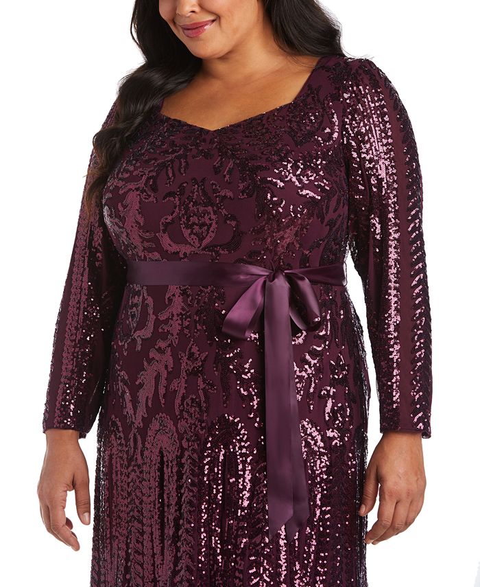 R M Richards Women's Plus Embellished Godet Gown Red Size 22W