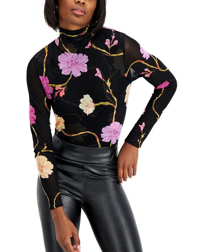 INC International Concepts FloralPrint Mesh Turtleneck, Created for