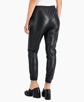 Bar III Plus Size Faux-Leather Jogger Pants, Created for Macy's - Macy's