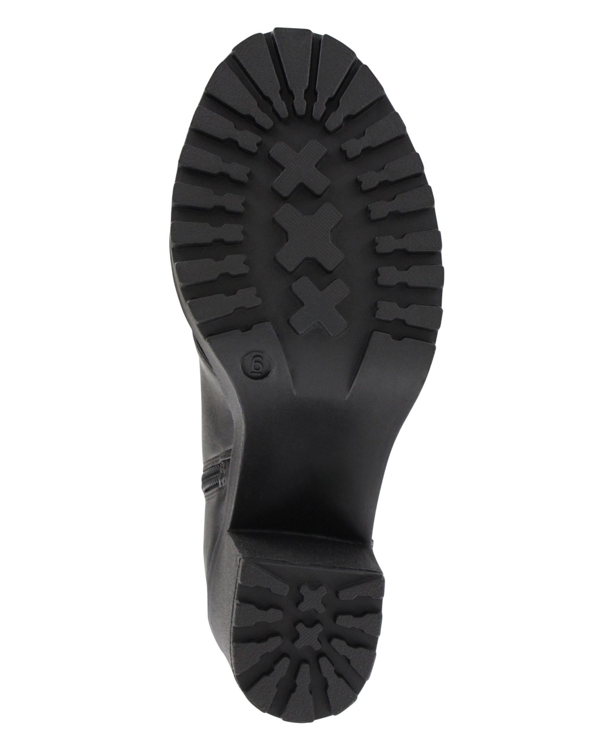 Mia Women's Annamaria Block Heel Lug Sole Biker Boots