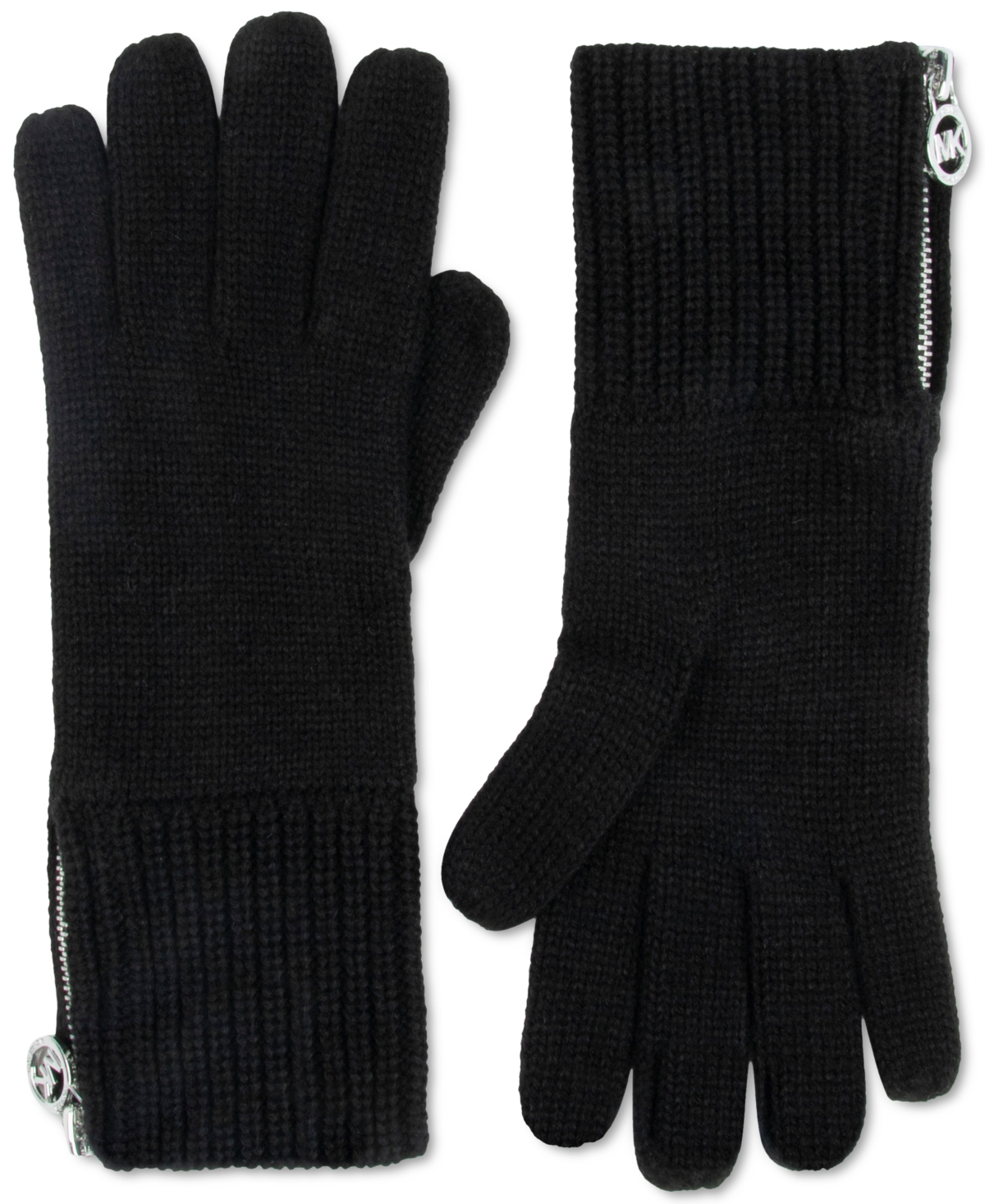 Michael Kors Michael  Women's Shaker Logo Zipper Gloves In Black