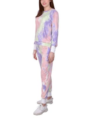 Women's Long Sleeve Tie Dyed Jogger Set, Pack of 2