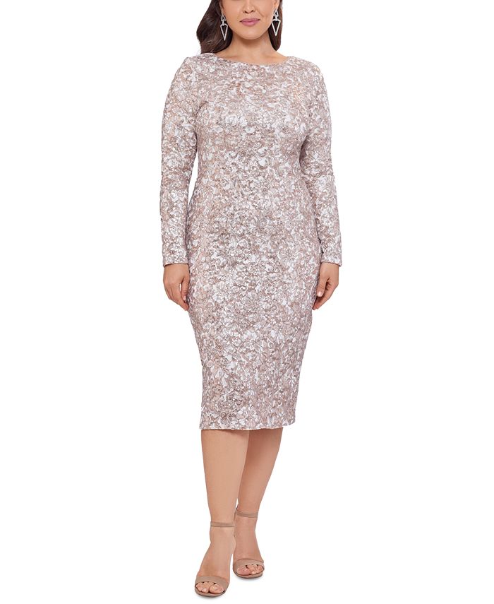 XSCAPE Plus Size Sequin Lace Dress & Reviews - Dresses - Plus Sizes ...