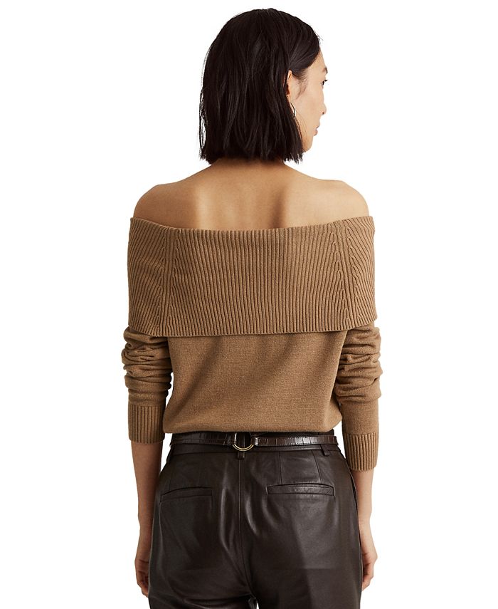 Lauren Ralph Lauren Off-The-Shoulder Cotton-Blend Sweater & Reviews ...