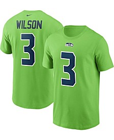 Men's Russell Wilson Neon Green Seattle Seahawks Name and Number T-shirt