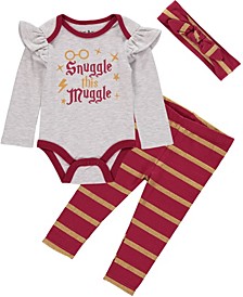 Baby Girls Harry Potter Bodysuit and Pant Set, 3 Pieces