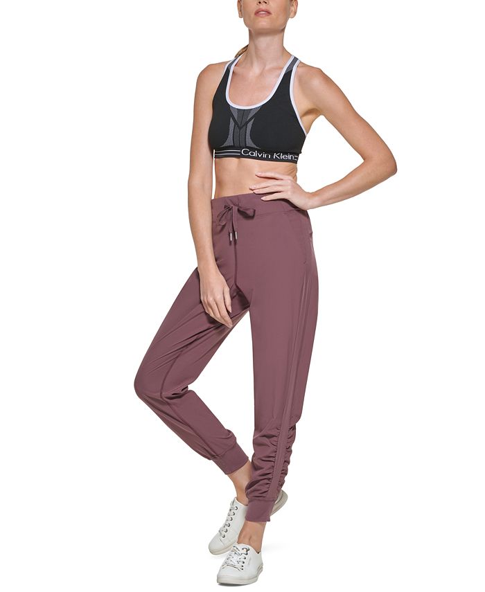 Calvin Klein Women's Side-Ruched Shine-Blocked Jogger Pants & Reviews -  Activewear - Women - Macy's