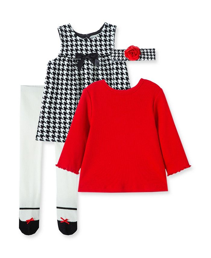 Little Me Baby Girls Check Jumper, Top, Leggings and Headband Set, 4